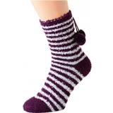 Camille Clothing Camille Womens Two Pack Purple Striped Bed Socks Multicoloured One