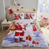 Fusion Christmas Santa & Snowy Duvet Cover Red, Multicolour (200x140cm)