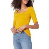 Amazon Essentials Womens Slim-Fit Half Sleeve Square Neck T-Shirt, Dark Yellow