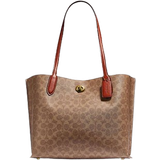 Laptop/Tablet Compartment Handbags Coach Willow Tote Featuring Signature Canvas - Brass/Tan/Rust