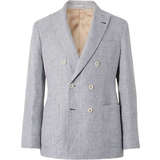 Brunello Cucinelli Houndstooth One-and-a-Half Breasted Deconstructed Blazer - Grey
