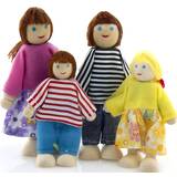 RLS Wooden Puppet Toy Cartoon Family Dolls 6pcs