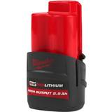 Batteries - Red Batteries & Chargers Milwaukee M12 High Output 2.5Ah Battery