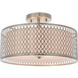 Grey Ceiling Lamps Endon Lighting Cordero White/Satin Nickel Ceiling Flush Light 43cm