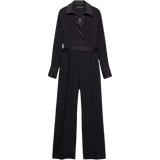 Mango Luisa Shirt Collar Long Jumpsuit - Black