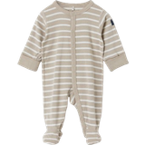 Press-Studs Night Garments Polarn O. Pyret Baby's Stripe Full Pajama - Beige