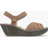 Fly London Shoes Fly London Yazi Taupe Leather Wedge Sandals 41, Colour: Taupe Le