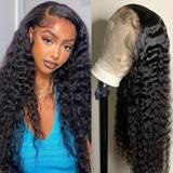 Black Wigs SOVO 13x4 Deep Wave Lace Front Wigs Human Hair Curly Wigs 180% Density HD