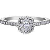 Women Rings T.H.Baker Flower Halo Cluster Ring - White Gold/Diamonds