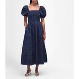 Cotton Dresses Barbour Macy Cotton-Seersucker Midi Dress Blue