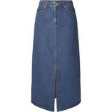 Selected Denim Midi Skirt - Medium Blue Denim