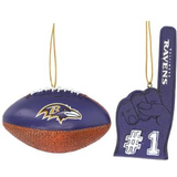 The Memory Company Baltimore Ravens Football & Foam Finger Ornament Two-Pack