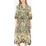 Viscose Dresses Yumi Zebra Floral Print Midi Dress, Green