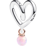 Pandora Charms & Pendants Pandora Mum Two tone Wrapped Heart Charm - Silver/Rose Gold/Opal