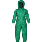 Green Rainwear Regatta Kid's Pobble Waterproof Puddle Suit - Jelly Bean Dinosaur