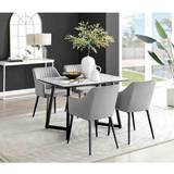 Fabric Tables Furniturebox Carson White/Grey Dining Set 80x120cm 5pcs