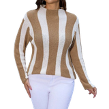 Shein Plus Striped Pattern Mock Neck Sweater