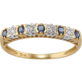 Gemondo Classic Round Half Eternity Ring - Gold/Diamonds/Sapphire