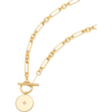 Estella Bartlett Star Coin T-Bar Chain Necklace - Gold/Transparent