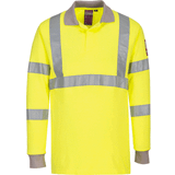 EN 1149 Work Clothes Portwest FR77 Flame Resistant Anti-Static Hi-Vis Long Sleeve Polo Shirt