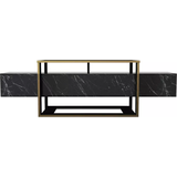Marble Look Black & Gold TV Bench 160x49.8cm