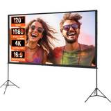 16:9 Projector Screens Vevor Projector Screen with Stand 120 inch 16:9 4K 1080 HD Movie Screen Tripods