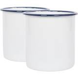 Enamel Kitchen Storage Argon Tableware 15.5cm White Enamel Pack of 2 Utensil Holder