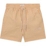 Stripes Swim Shorts Les Deux Kid's Stan Stripe Seersucker Swim Shorts - Mustard Yellow/Light Ivory