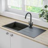 Granite Kitchen Sinks Enza Single Bowl Inset Black Madison