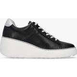 Fly London Shoes Fly London Delf Black Silver Leather Wedge Trainers Colour: Black Leat