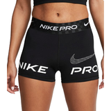 Nike Women's Pro Dri-FIT Mid Rise 3" Graphic Training Shorts - Black/Anthracite/White