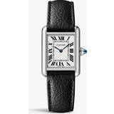 Cartier Wrist Watches Cartier Steel/ Black CRWSTA0042 Tank Must Small Stainless-steel and Grained-leather