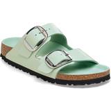 Men - Turquoise Shoes Birkenstock Arizona Big Buckle Natural Leather Patent - High-Shine Surf Green