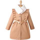 Long Sleeves - Party dresses Shein Young Girl Ruffle Trim Bow Front Dress - Khaki