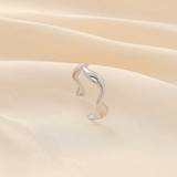 Adjustable Size Rings Shein pc Womens Silver Stainless Steel Open End Irregular Ring With Wavy Surface Adjustable