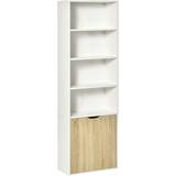 Doors Shelves Homcom Display Unit White Oak Book Shelf 180cm