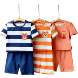 Stripes Other Sets Children's Clothing Shein Young Boy's Casual Striped Animal Print Pajama Set, Perfect For Spring/Summer Season
