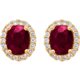 Ruby Earrings Christ Stud Earrings - Gold/Ruby/Diamonds
