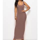 Tie Dye Dresses Tie Dye Basic Vest Long Summer Dress Women Sexy Maxi Party Dress Casual Sleeveless Solid Bodycon Dress Slim Vestidos Bottoming Brown One