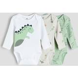 Green Bodysuits Children's Clothing H&M Baby Green 3-pack long-sleeved bodysuits