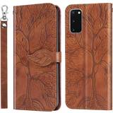 For Samsung Galaxy S20 4G 5G Wallet Case,2 Credit Card Slot ID Card Holder,PU Leather Flip Case with Strap Brown