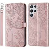 Samsung Galaxy S22 Ultra Wallet Cases For Samsung Galaxy S22 Ultra Wallet Case,2 Credit Card Slot ID Card Holder,PU Leather Flip Case with Strap Rose Gold