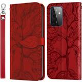 Samsung Galaxy A72 Wallet Cases For Samsung Galaxy A72 5G 4G Wallet Case,2 Credit Card Slot ID Card Holder,PU Leather Flip Case with Strap Red