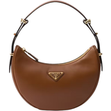 Prada Handbags Prada Arqué Leather Shoulder Bag - Cognac