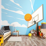 Blue Wall Decor Origin Murals Graphic Basketball Hoop Medium Wall Decor