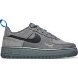 Suede Children's Shoes Nike Air Force 1 Low Cut Out Swoosh GS - Smoke Grey/Black/Light Photo Blue