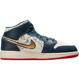 Nike Children's Shoes Nike Air Jordan 1 Mid SE GS - Armory Navy/Pale Ivory/Sport Red/Metallic Gold