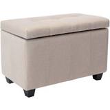 Fabric Benches Blue Elephant Upholstered Beige Storage Bench 69.8x45.7cm