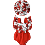 Florals Jumpsuits Shein Baby Girl Rose Printed Hooded Romper
