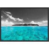 East Urban Home Mural Maldives with Azure Waters Black Framed Art 100x70cm